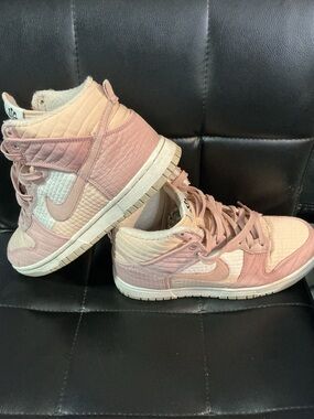 Nike Women's Pink and Cream High-Top Sneakers